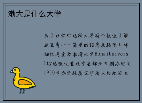 渤大是什么大学